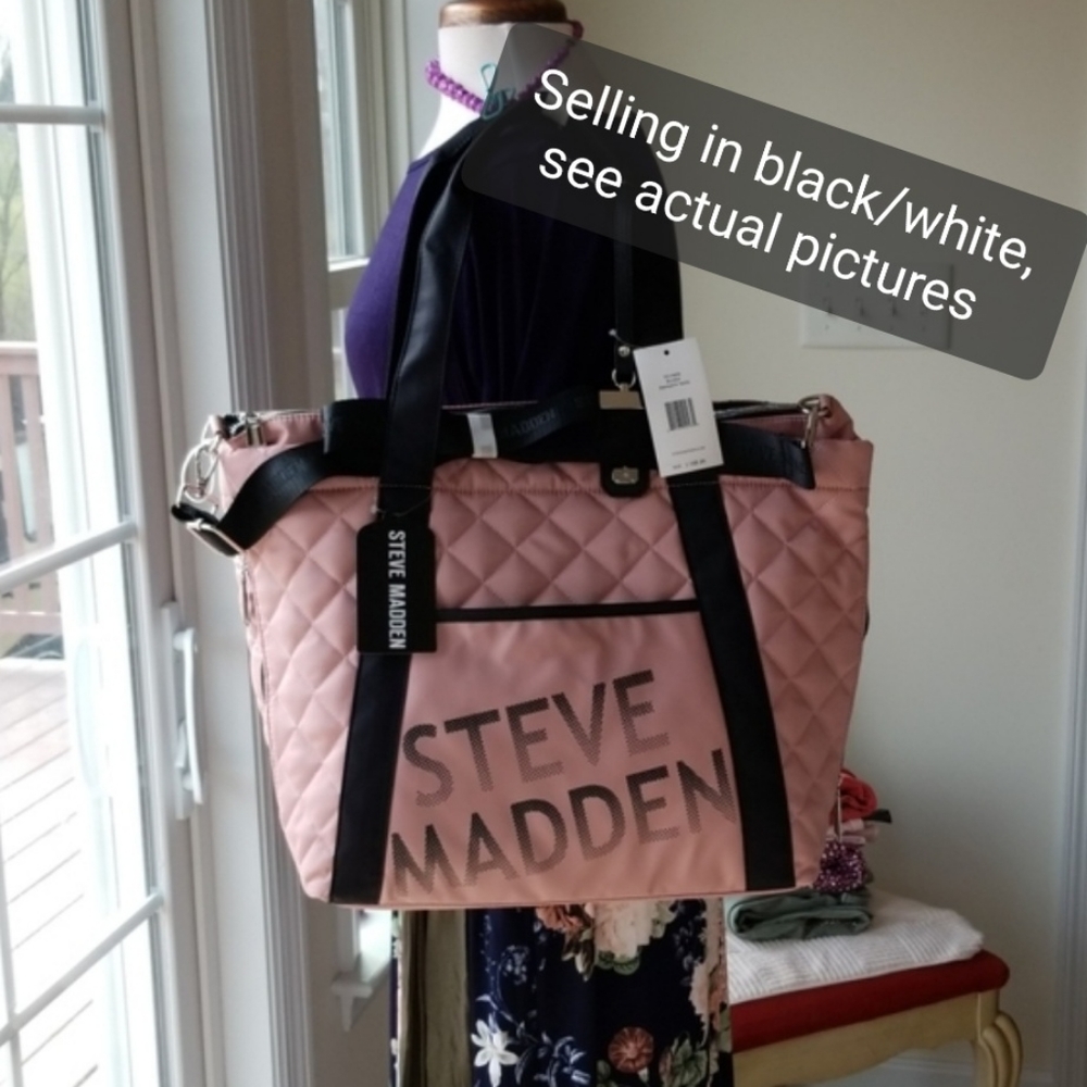 STEVE MADDEN Bsporty (2019) Weekender Tote in Black/White - Picture 5 of 9